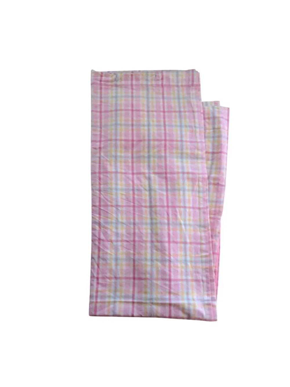 Pottery Barn Kids Pink Tate Plaid Fabric Shower Curtain 70 x 72 Cotton